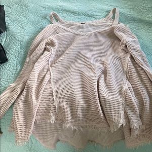 Free people cream keyhole shoulder sweater